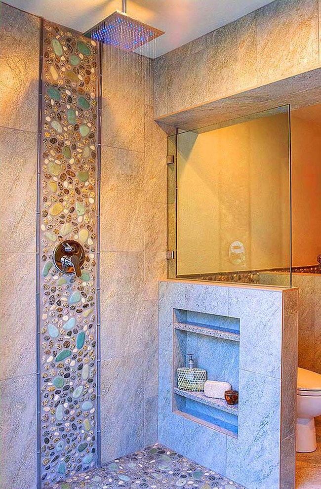 Использование Натуральной  Мозаики Галька на Сетке