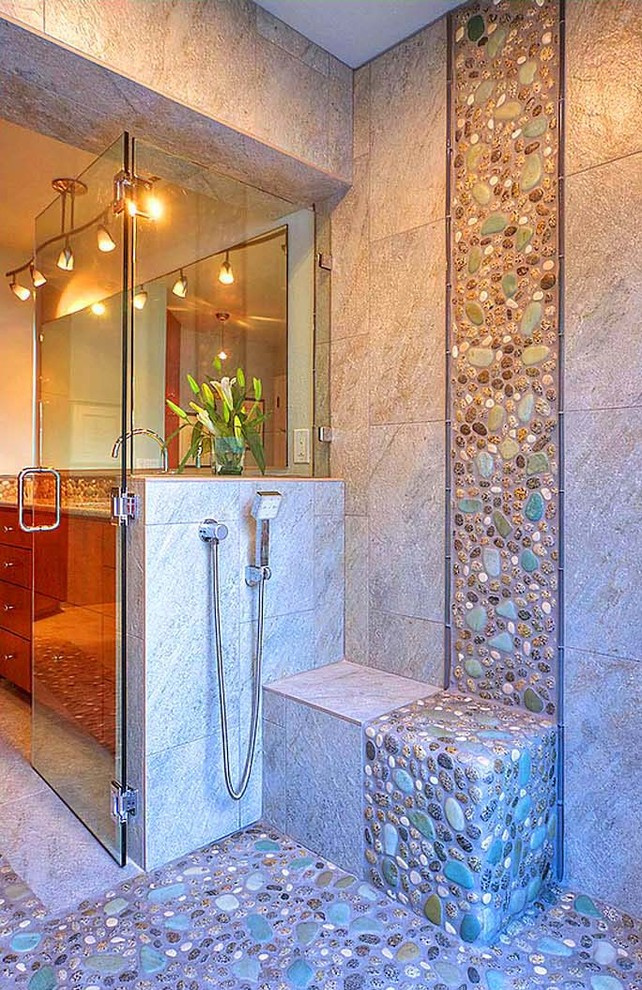 Использование Натуральной  Мозаики Галька на Сетке