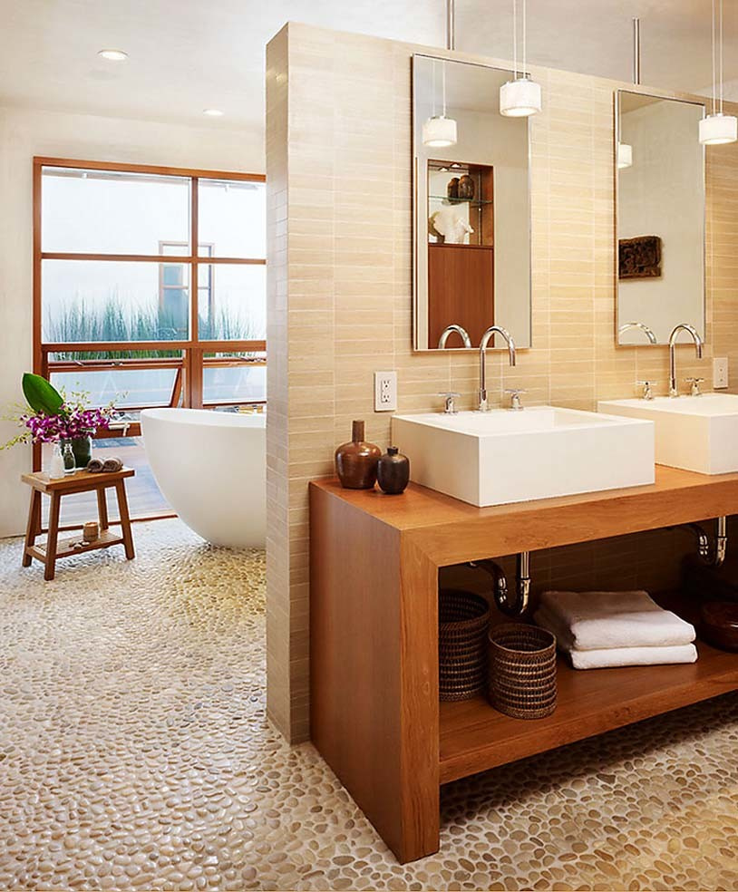 Использование Натуральной  Мозаики Галька на Сетке