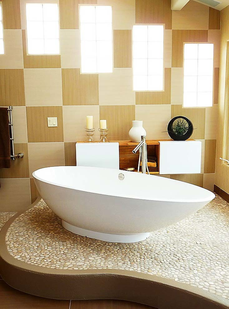 Использование Натуральной  Мозаики Галька на Сетке