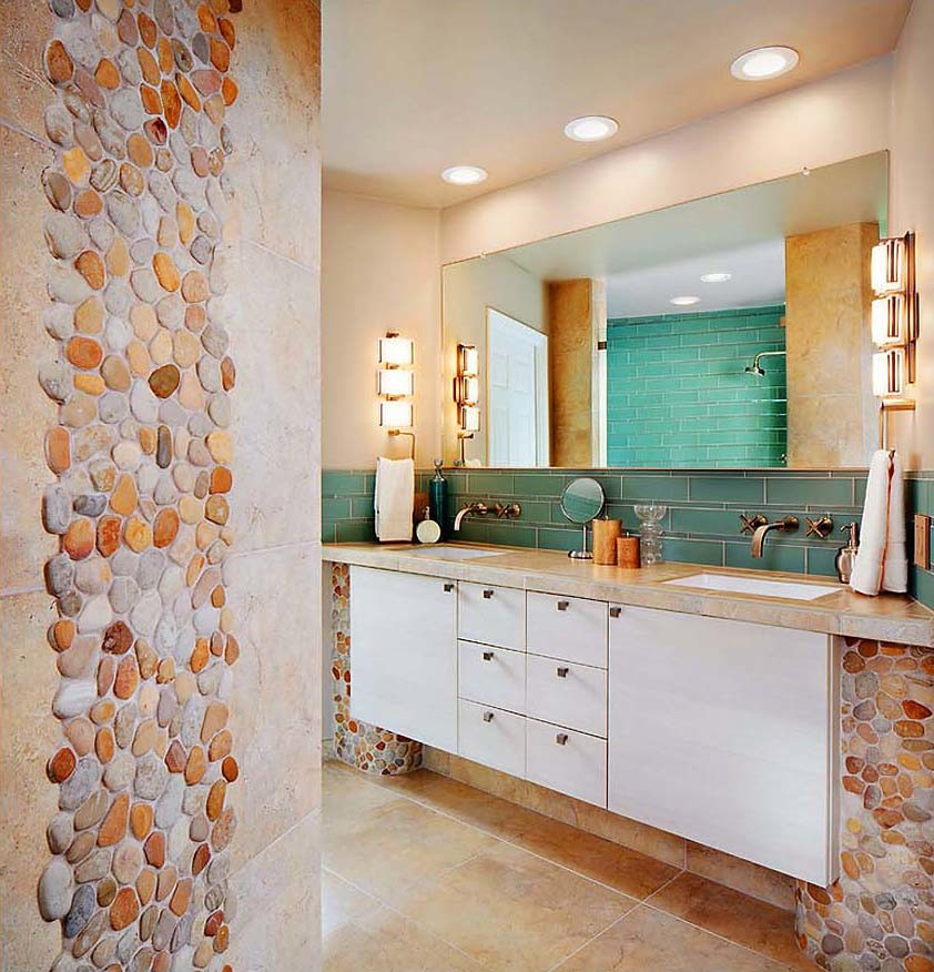 Использование Натуральной  Мозаики Галька на Сетке