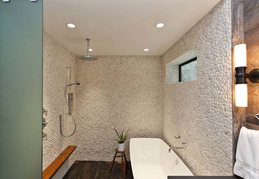 Использование Натуральной  Мозаики Галька на Сетке