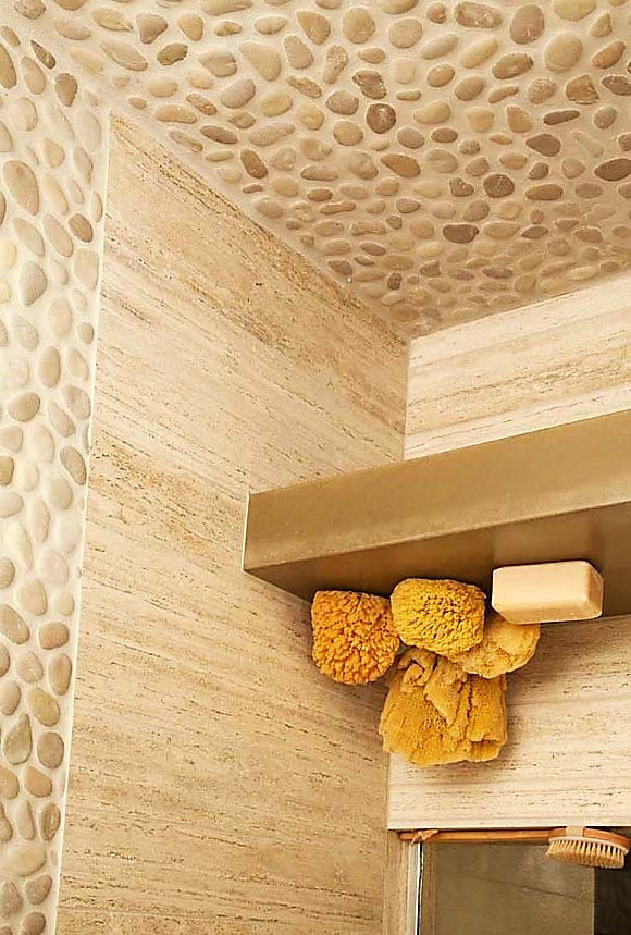 Использование Натуральной  Мозаики Галька на Сетке