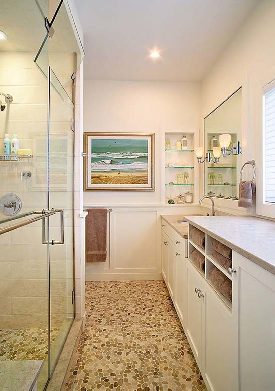 Использование Натуральной  Мозаики Галька на Сетке