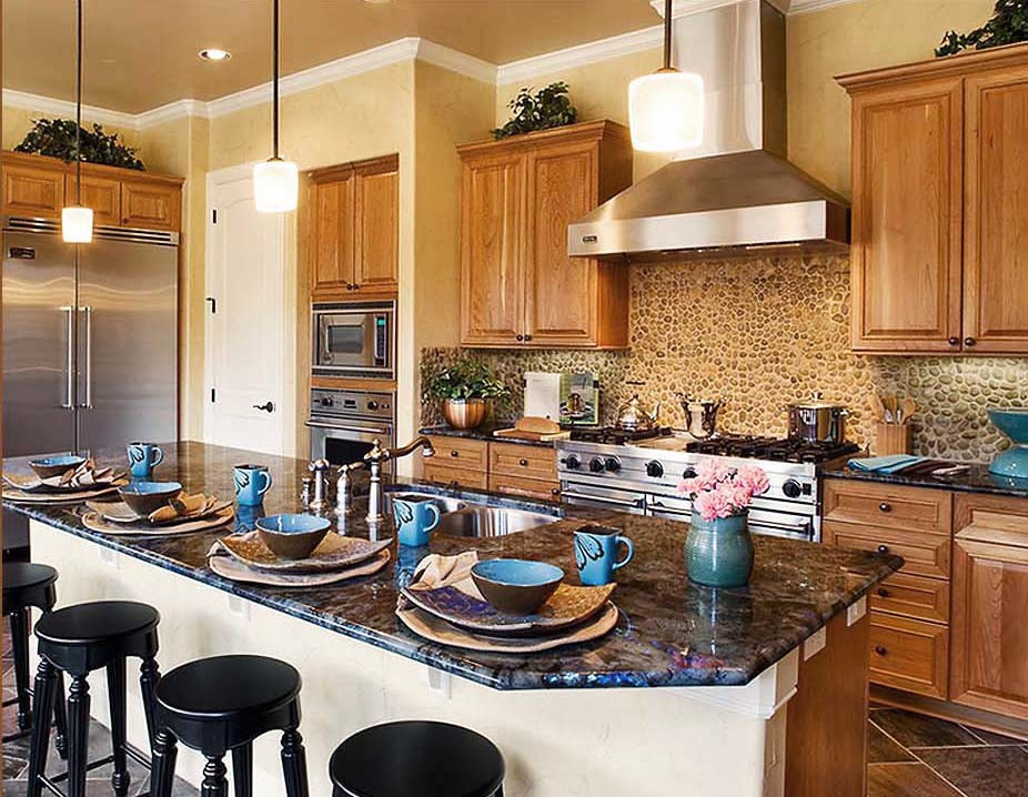 Натуральная Мозаика Галька на Сетке. Использование на кухонном фартуке