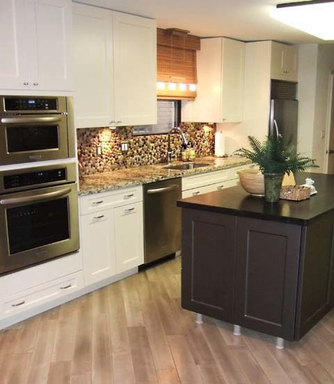 Натуральная Мозаика Галька на Сетке. Использование на кухонном фартуке