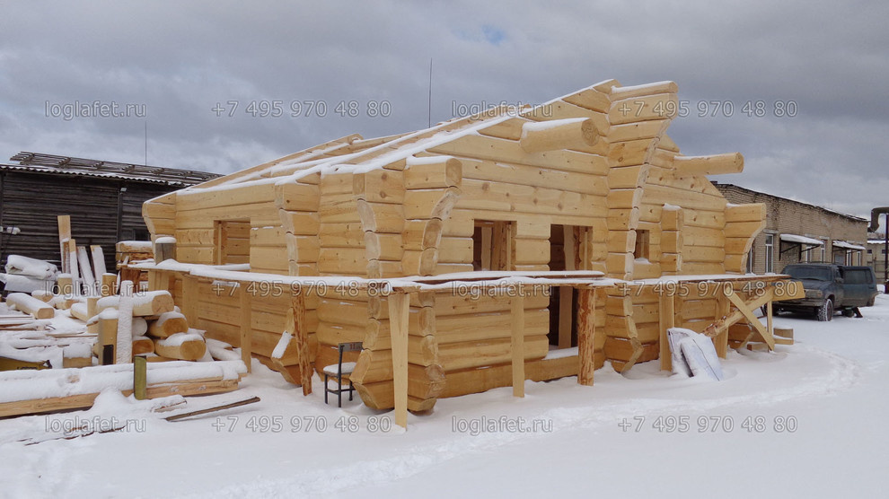 Строительство бани из лафета ангарской сосны. Норвежская рубка