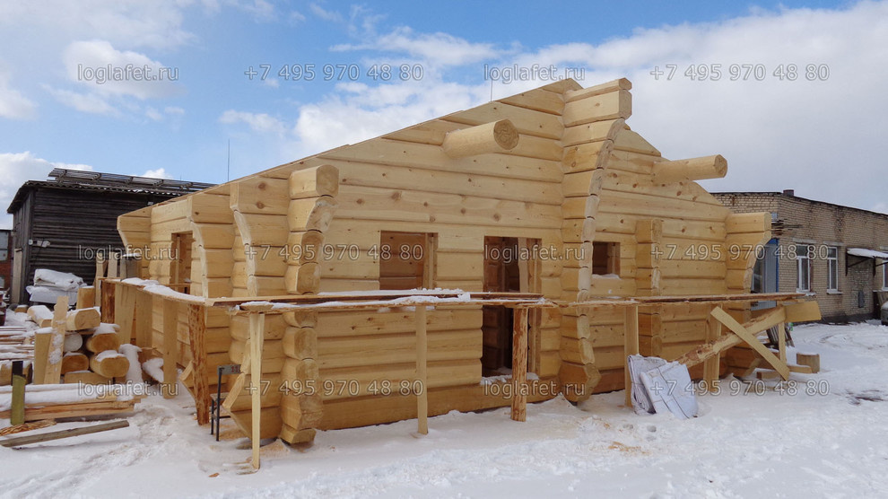 Строительство бани из лафета ангарской сосны. Норвежская рубка