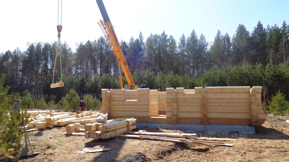 Строительство бани из лафета ангарской сосны. Норвежская рубка