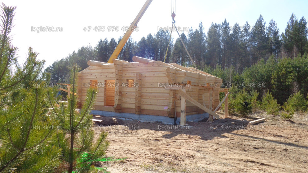 Строительство бани из лафета ангарской сосны. Норвежская рубка