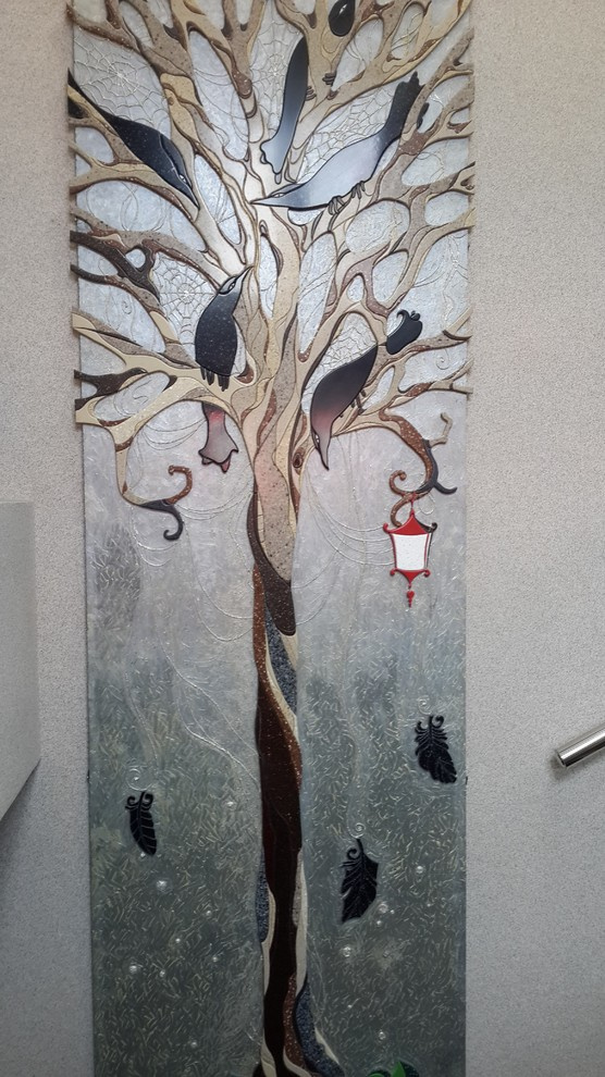 Дерево с воронами.  3000 х 900 искусственный камень Staron & Tempest (SAMSUNG)