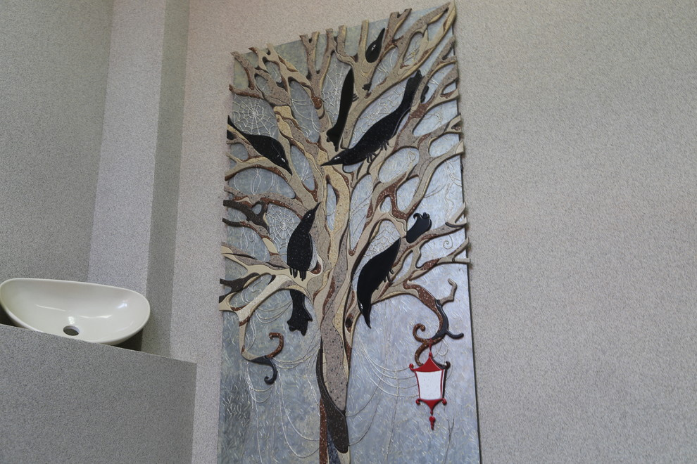 Дерево с воронами.  3000 х 900 искусственный камень Staron & Tempest (SAMSUNG)