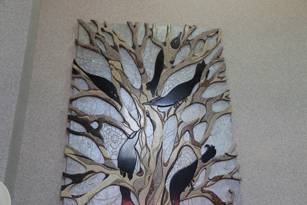 Дерево с воронами.  3000 х 900 искусственный камень Staron & Tempest (SAMSUNG)