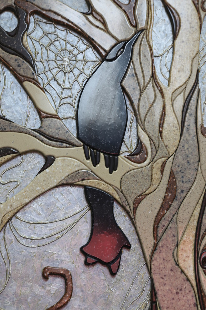 Дерево с воронами.  3000 х 900 искусственный камень Staron & Tempest (SAMSUNG)