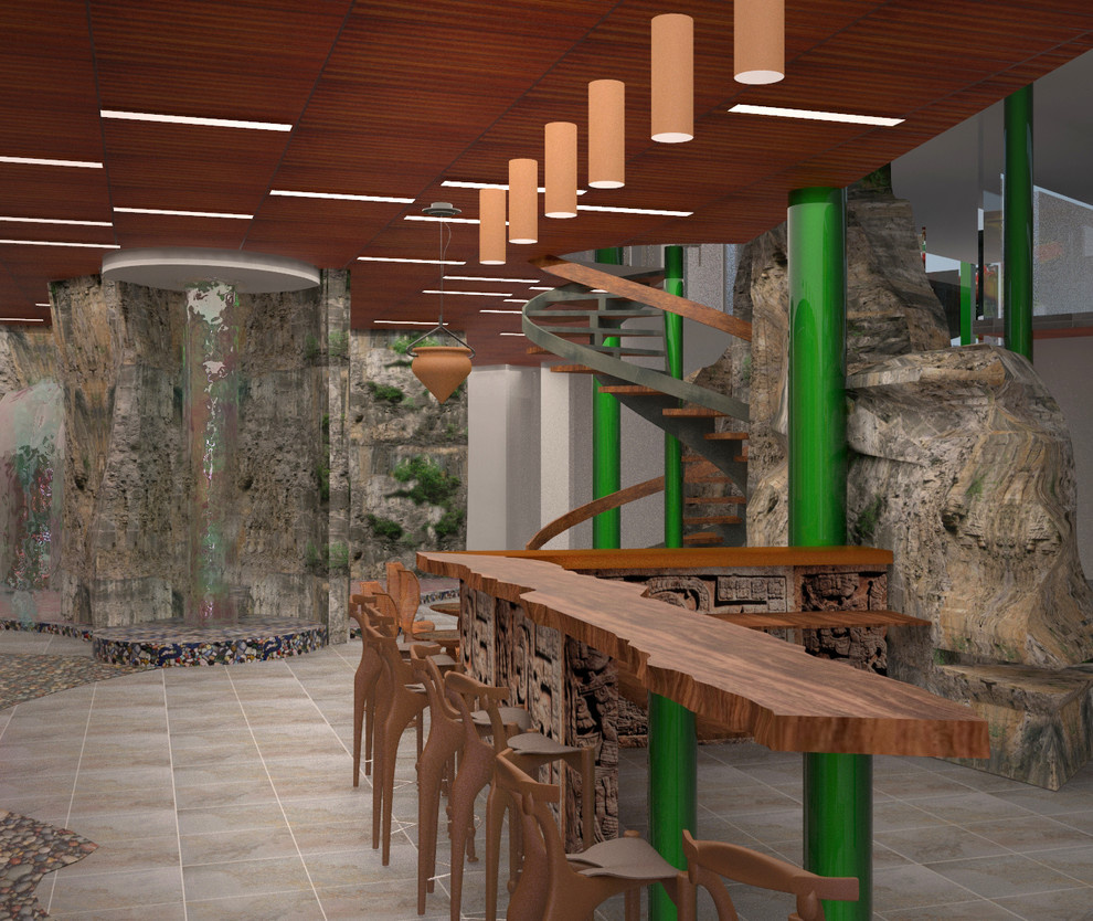 Предложение для проектирования аквапарка в Пскове, зона саун и кафе.