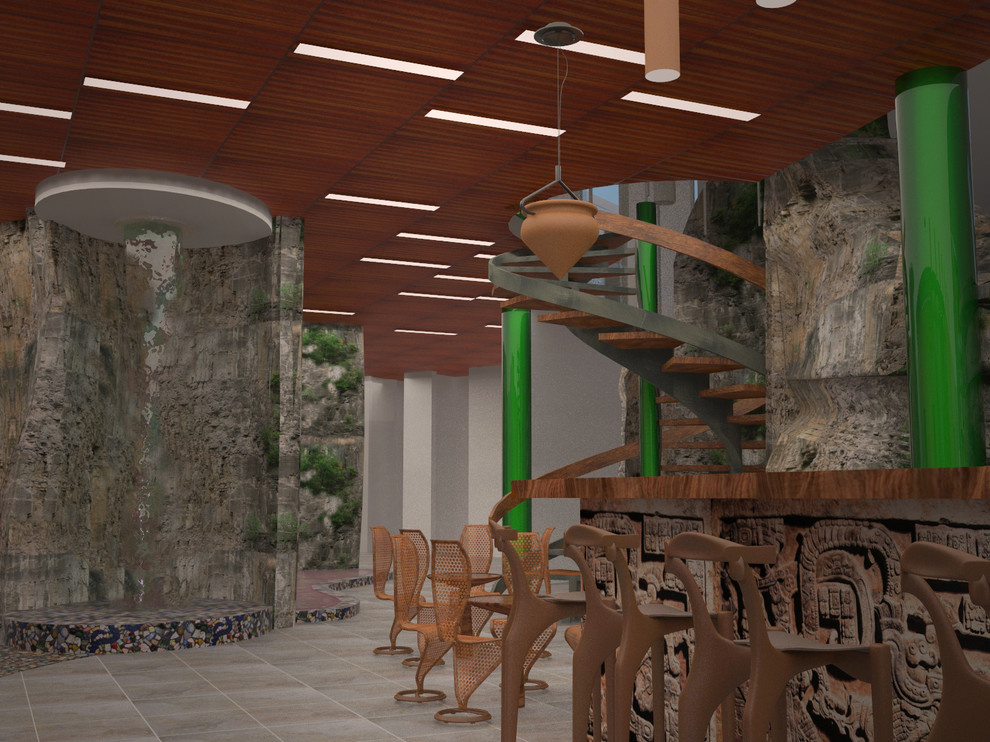 Предложение для проектирования аквапарка в Пскове, зона саун и кафе.