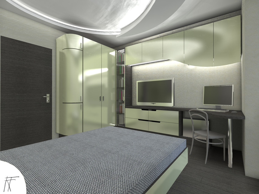 Спальня-кабинет в современной квартире