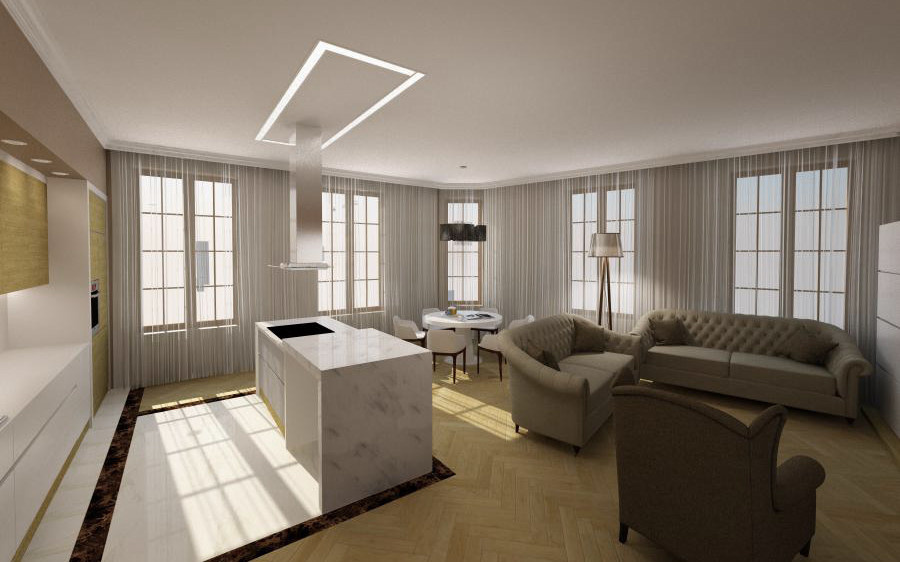 50м2 Просторная гостиная с кухней