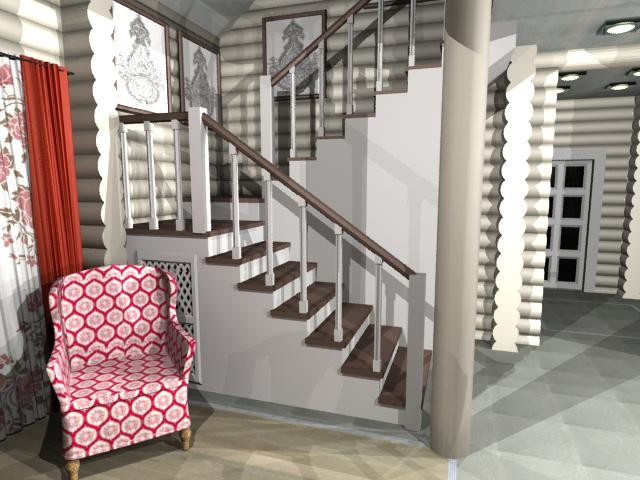 кухня-столовая в доме из бруса