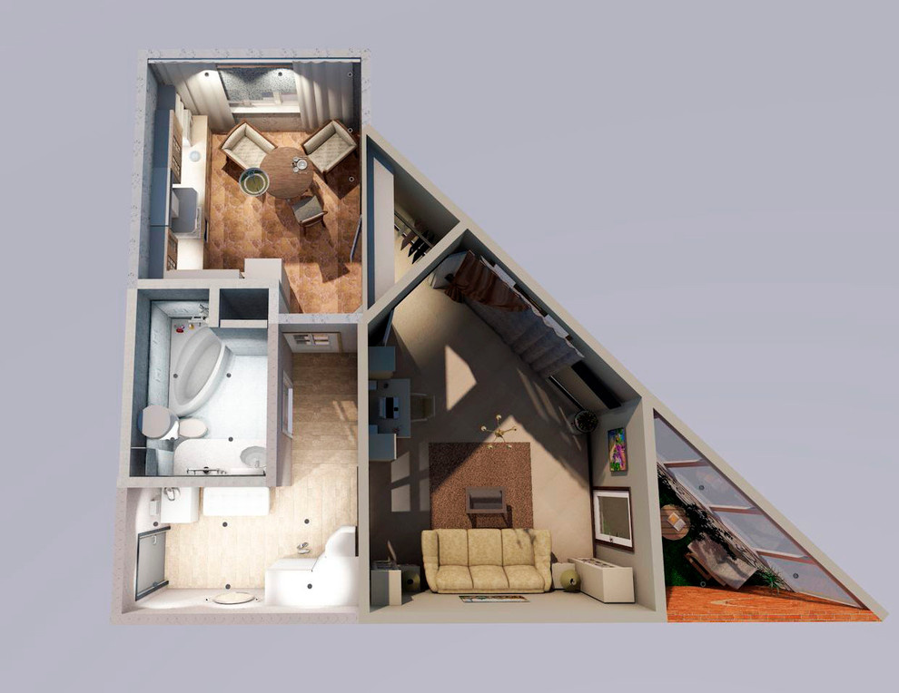 Проект квартиры с нестандартной планировкой 60кв.м