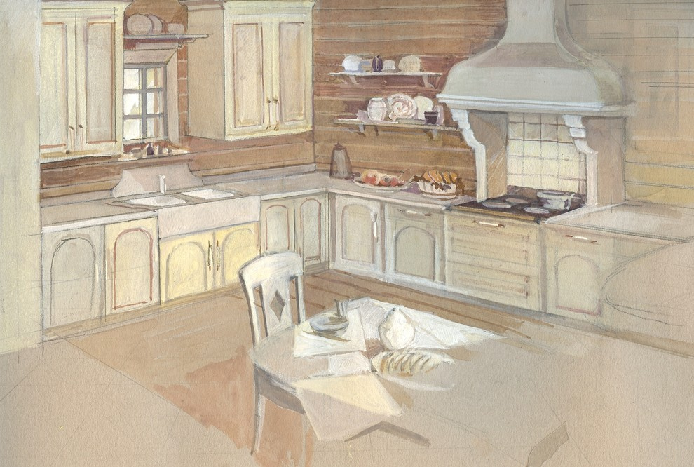 Кухня в деревянном доме