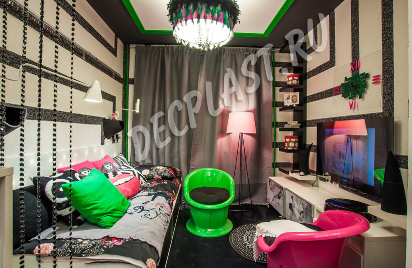 Интерьеры с отделкой жидкими обоями