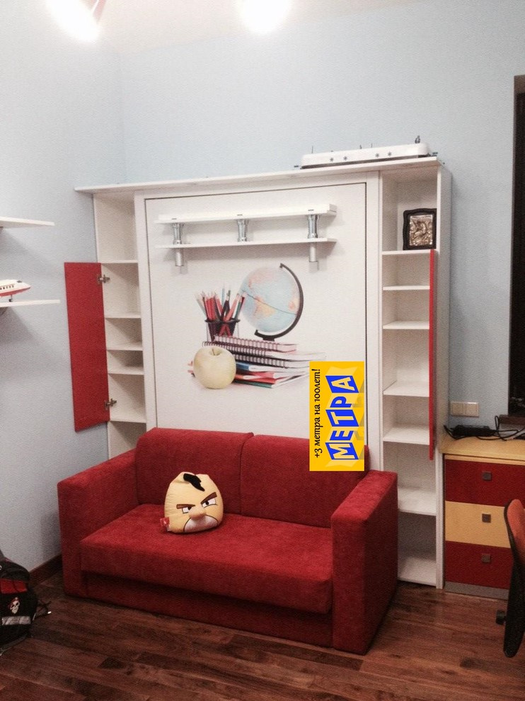Шкаф кровать трансформер с диваном. Wall bed and sofa
