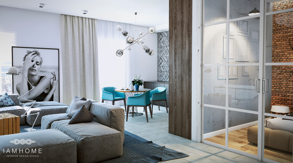 ВИД ИЗ ПРИХОЖЕЙ НА ГОСТИНУЮ-СТОЛОВУЮ И СПАЛЬНЮ