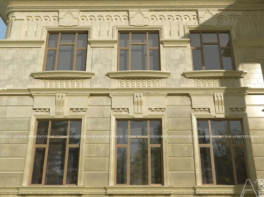 Проект и отделка фасадов загородного особняка в пос. Барвиха, 2008-2009гг.