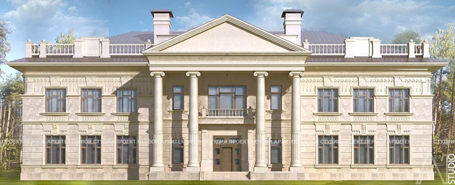 Проект и отделка фасадов загородного особняка в пос. Барвиха, 2008-2009гг.