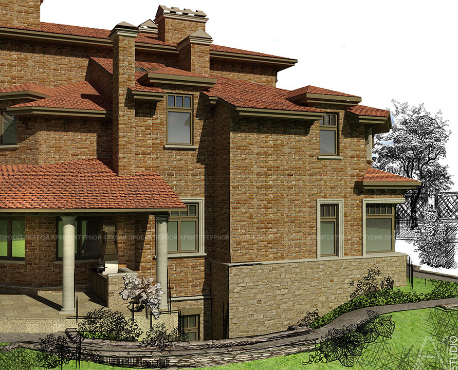 Проект загородного особняка, 2012-14гг. Архитектурная стилизация.