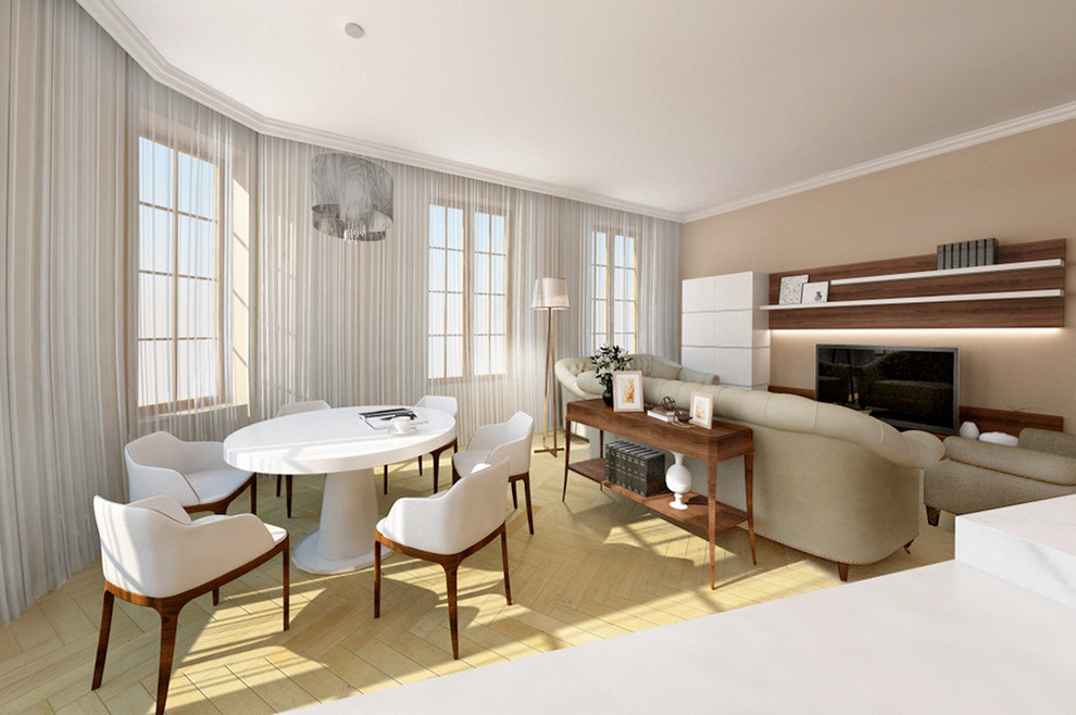 Обложка проекта: 50м2 Просторная гостиная с кухней