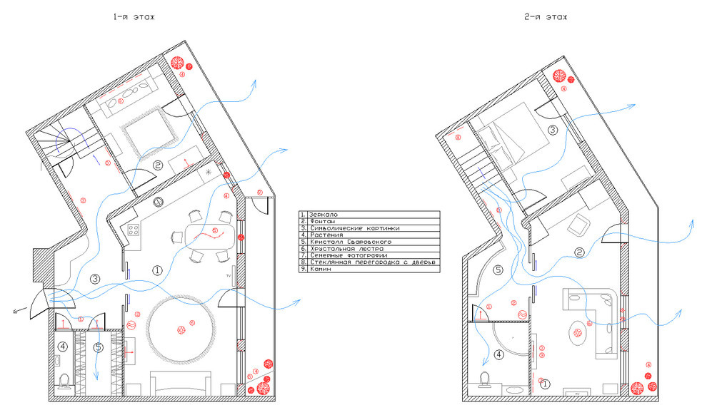 #ПроектПоФенШуй Планы: квартира в два уровня.