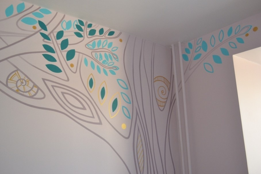 Роспись спальни в индийском стиле. Фрагмент.