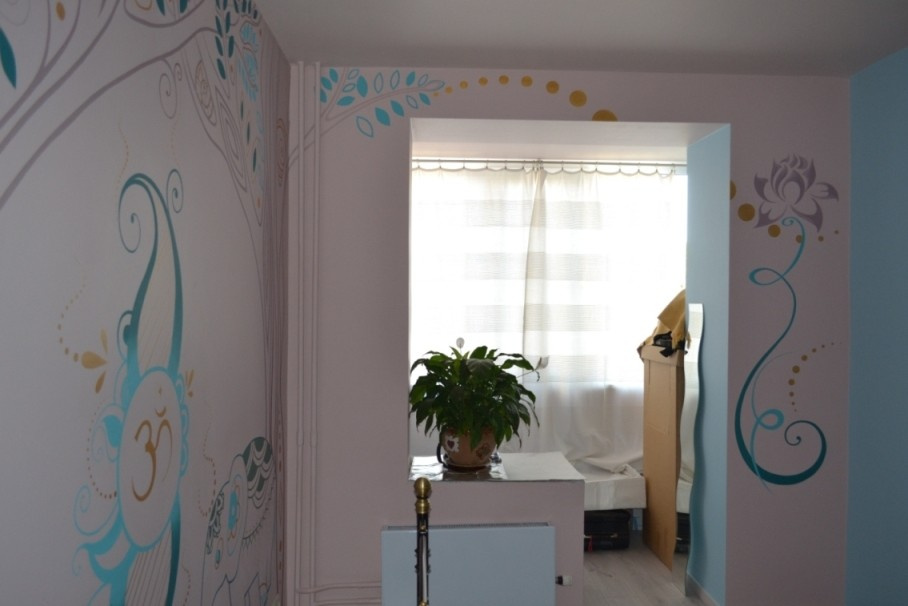 Роспись спальни в индийском стиле. Фрагмент.