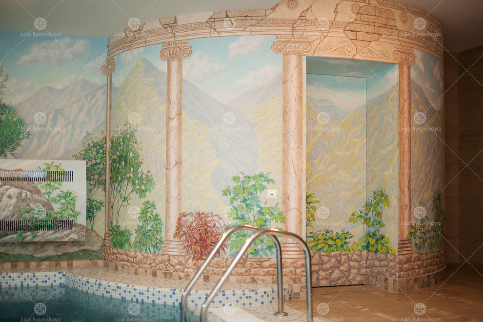 Роспись стен бассейна в морском стиле