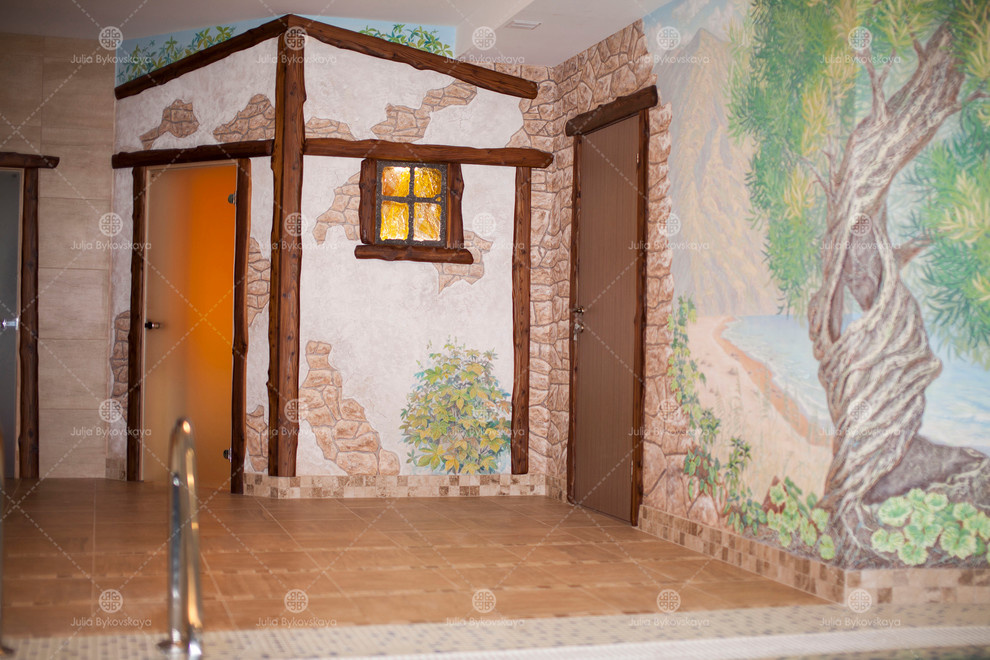 Роспись стен бассейна в морском стиле