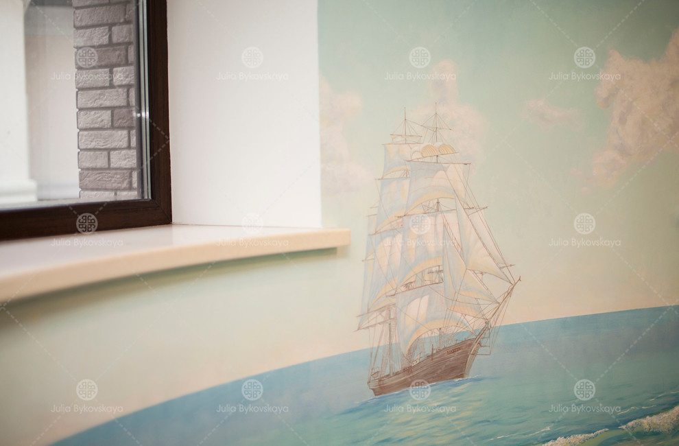 Обложка проекта: Роспись стен бассейна в морском стиле