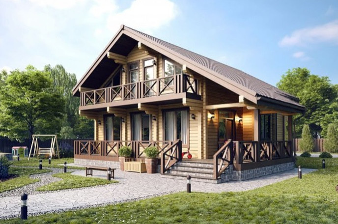 Деревянный дом из клееного бруса 237 метров (СП-237 GOOD WOOD)
