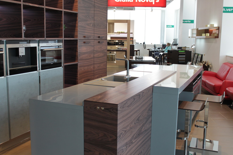 Шпон Палисандр Индийский + фасады со стеклом Серебро