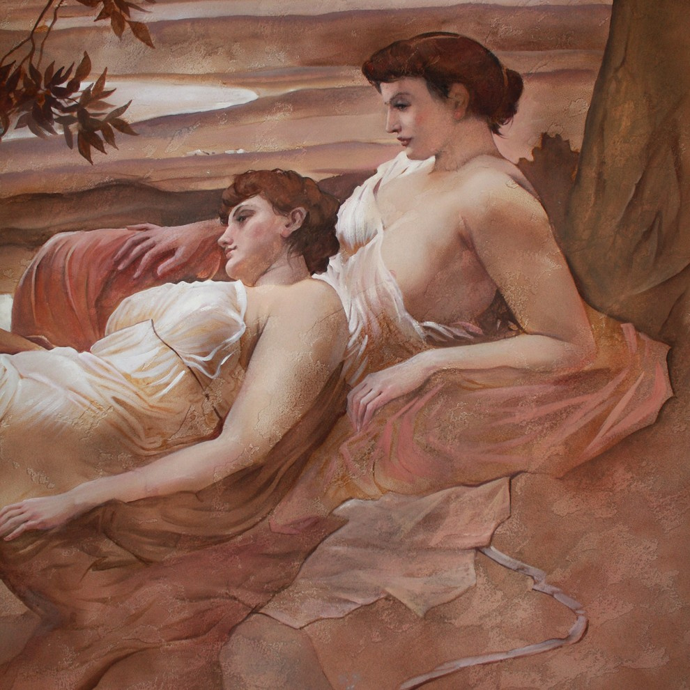 Апартаменты в Москве. Роспись потолка и стен.