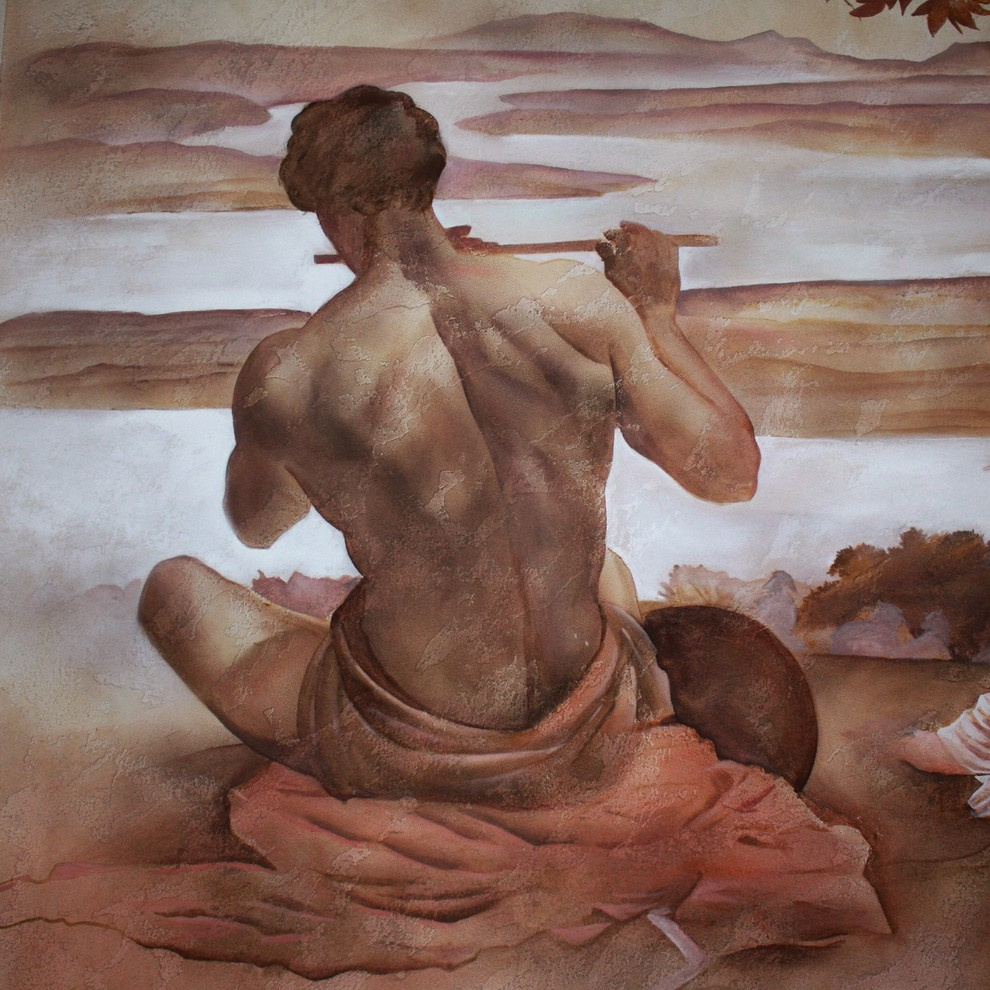 Апартаменты в Москве. Роспись потолка и стен.