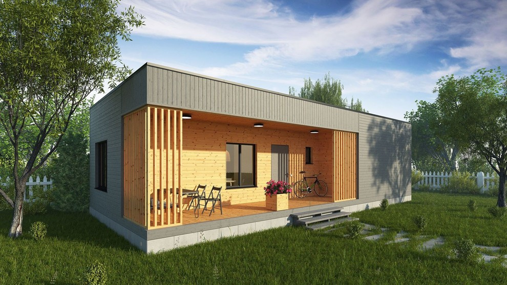 Одноэтажный каркасный дом 13.7х6.2 м