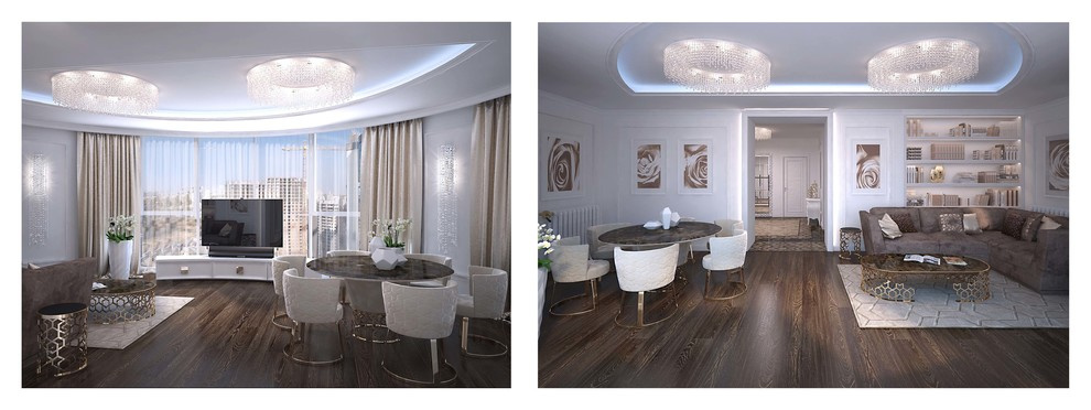 Апартаменты в современном стиле с применением мрамора