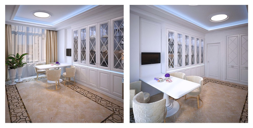 Апартаменты в современном стиле с применением мрамора