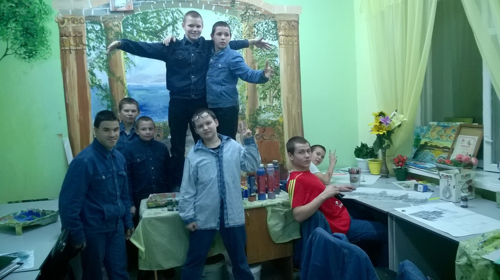 Мои ученики. Роспись стены