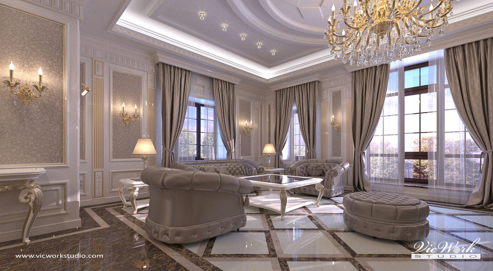Обложка проекта: Classic style Living room interior in the H Residense