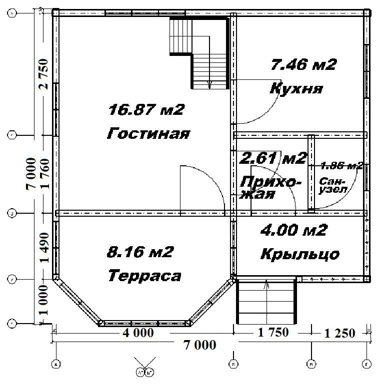 Дом из бруса 7х7, проект "Подмосковная усадьба"