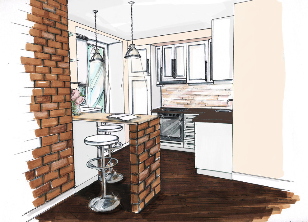 Loft для девушки_ эскиз кухня