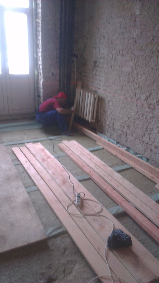 монтаж обрешетки пола